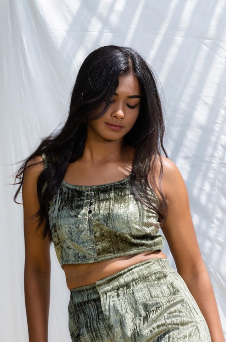 Tansy Green Crop Top